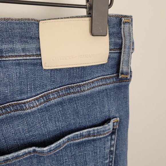 Citizens Of Humanity Isola Straight Crop Jeans Stretch Raw Hem Blue Size 29 - Picture 13 of 16